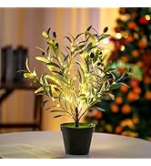 Artificial Olive Tree Lamp, Faux Olive Tree and Fruits Artificial Tree for Office House Living Ro...