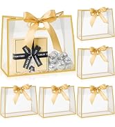 Ohuimrt 12 Pack Clear Plastic Gift Bags with Handles, Reusable Party Favor Bags with Ribbon for W...