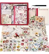 emmoolife Vintage Aesthetic Scrapbooking Supplies Kit, Flowers Bullet Junk Journal Kit with Journ...