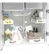 Uninol Under Sink Organizer with Pull-Out Drawers,Kitchen Sink Organizer,2 Tier Bathroom Organize...