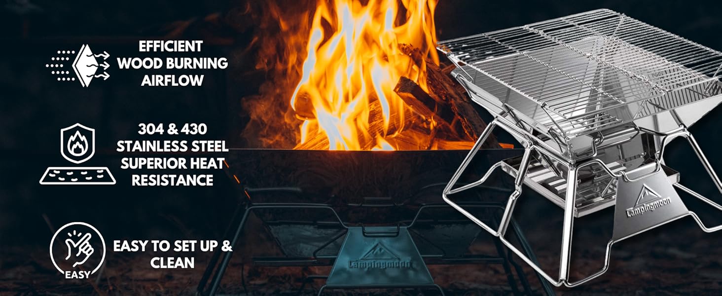 Campfire firepit 304 &amp;amp; 430 stainless steel Superior Heat Resistance