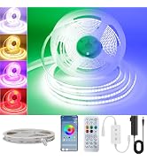 Pandery RGB COB LED Strip Light with Remote and app Control,Music Synchronized Color Change 24V R...