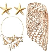 4 Pieces Mermaid Costume Accessories for Women, Beach Crochet Fishnet Skirt Sarong