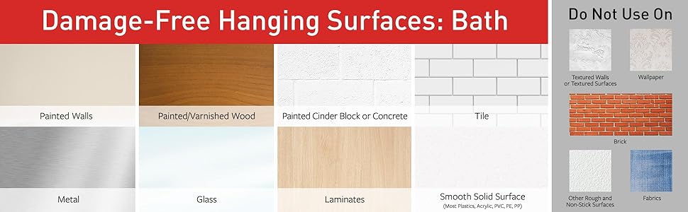 Command Damage-Free Hanging Surfaces for Bath