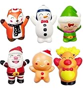 6 Pack Slow Rising Christmas Squishy Toys Set, Santa Snowman Reindeer Gingerbread Man for Stockin...