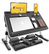 FoldWise 2-in-1 Bed &amp; Lap Desk with Soft Cushion, Adjustable Height &amp; Angle | Wrist Rest, Leather...