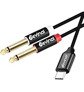 Devinal USB C to 1/4" inch Audio Cable, Type C to Dual 6.35mm TRS Stereo Aux Cord Y Splitter for ...