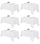 Fitable White Tablecloths for Rectangle Tables, 6 Pack - 70 x 120 Inches - Reusable and Washable ...