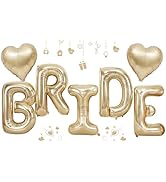 40inch Champagne Gold BRIDE Letter Balloons, Giant Light Gold Bride Foil Helium Balloon Banner wi...