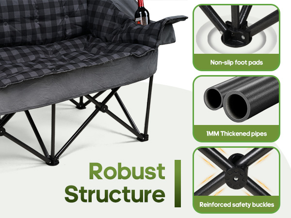Built with a reinforced rust-proofsteel frame, this double camping chair supports up to 900lbs