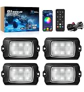 MICTUNING Q1 RGBW LED Rock Lights, APP &amp; Remote Dual Control, 4 Pods Pure Color Underglow Neon Li...
