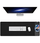 Mouse Pad with Wireless Charging, Black Mousepad Long Desk Mat, Large Gaming Mouse Pad, Soft Mous...