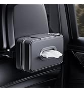 Car Tissue Holder PU Leather Car Tissue Holder Napkin Box,Car Armrest Box Tissue Holder (Black)