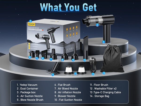 Car Vacuum Portable Cordless what you get