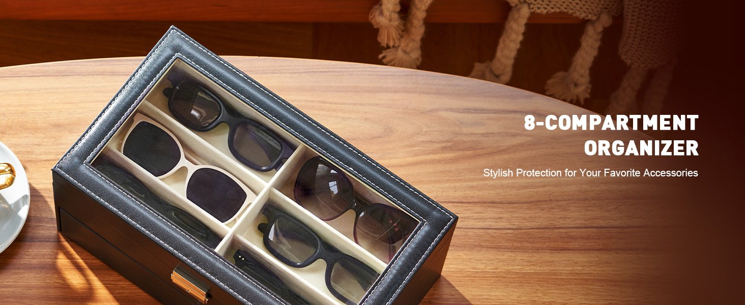 CO-Z Leather Multi Sunglasses Organizer for Women Men