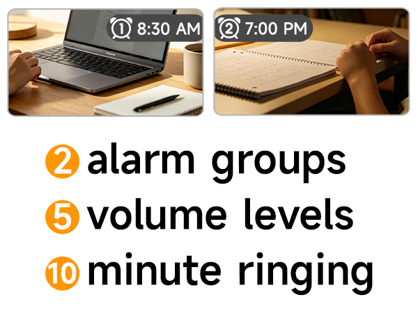 110dB extra loud alarm clock for heavy sleepers 2 independent alarms high volume buzzer