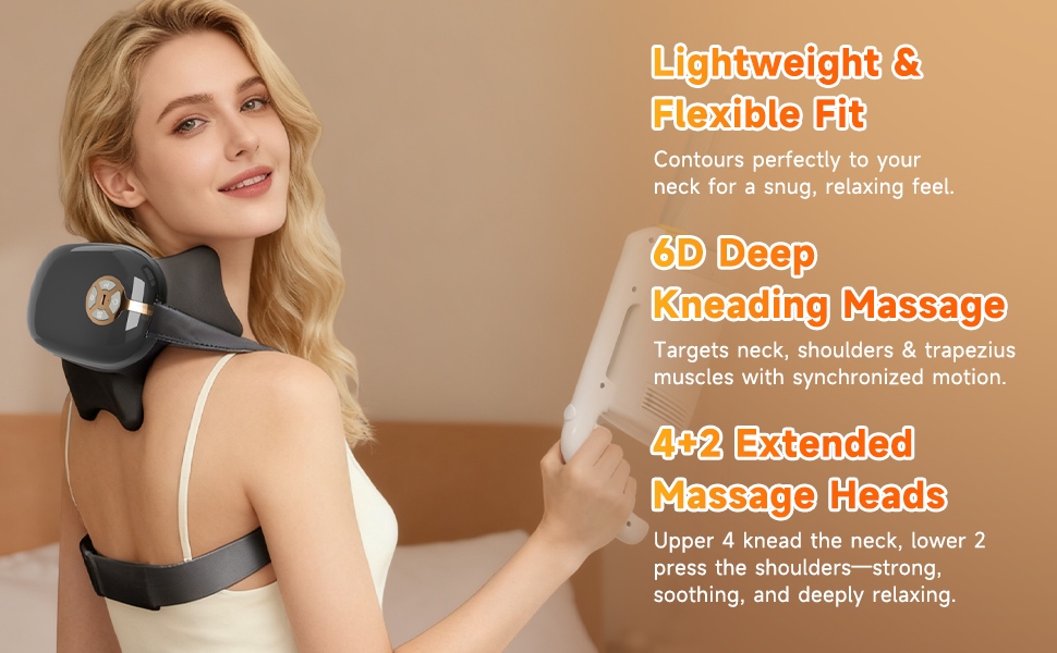 Neck Massager with Heat – Portable Shiatsu Neck &amp;amp; Shoulder Massager,Deep Tissue Electric Massage