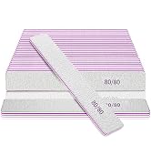 80/80 Grit Nail File Double Sided, 25Pcs Rough Nail Files for Acrylic Nails, Coarse Square Jumbo ...