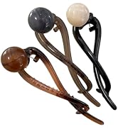 3 Pcs Pearl Banana Hair Clips Grey Coffee White Twister Clip Durable Non-Slip Ponytail Holder Hai...