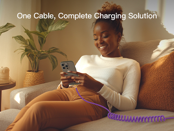 MFish 4-in-1 Coiled Universal Charging Cable with Carrying Case