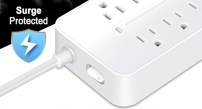Surge Protector Power Strip long cprd 12 15 25 FT foot feet extension Cord Multiple Outlets Multi
