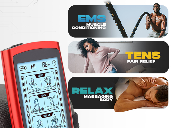 tens unit ems pms electric pulse massager portable shock shoulder back pain relief electrode pad