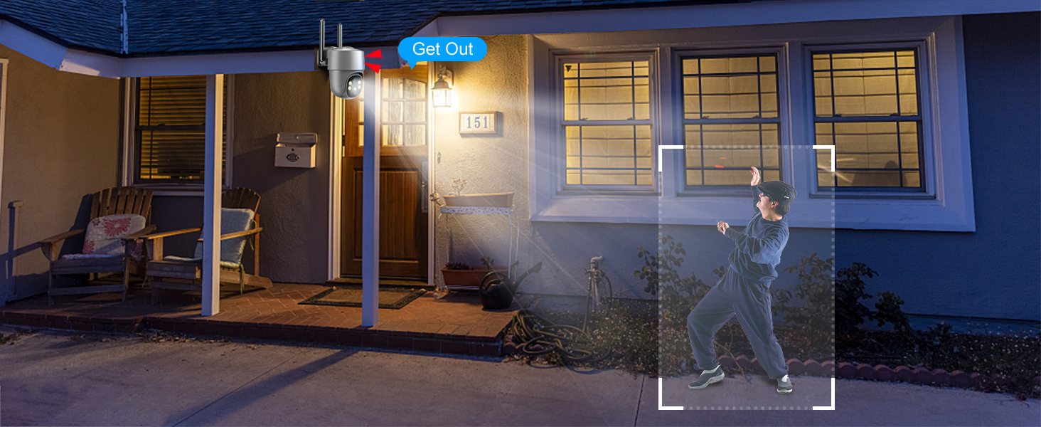 Sirens alarm and floodlights