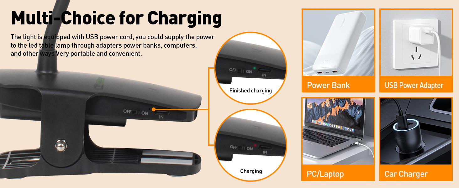 rechargeable book light clip on