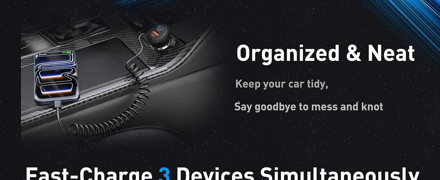 3-Port 90W Fast USB C Car Charger Adapter