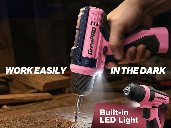 8V Pink Cordless Drill Set