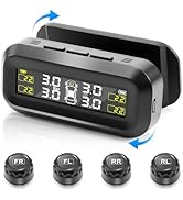 Upgraded Tire Pressure Monitoring System, Solar Power TPMS Tire Pressure Monitor with 4 External ...