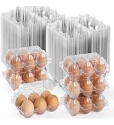 APOCHON 200PCS Clear Plastic Egg Cartons 6 Count,Half Dozen Egg Cartons Cheap Bulk for Chicken Eg...