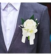 MVRPOWER Boutonniere for Men, Groom Groomsmen Artificial Flowers Boutonniere for Wedding Prom Cer...
