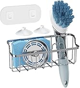 Consumest Sponge Holder for Kitchen Sink with Adhesive Hook &amp; Suction Cups, Rustproof Stainless S...