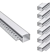 hunhun 6-Pack 6.6ft/2Meter Plaster-in LED Channel, Trimless recessed LED Aluminum Channel with Si...