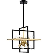 Yasince Small Metal Lantern Chandeliers, 8-Light Modern Geometric Pendant Light Fixture, Industri...