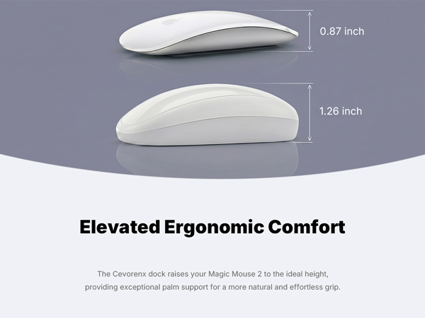 Ergonomic base elevating Magic Mouse for comfort