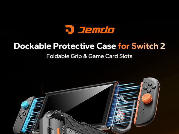 JEMDO Switch 2 Dockable Protective Case, Military-Grade Slim Cover with Shockproof Hard PC Shell