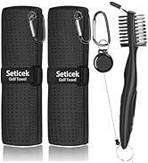 Seticek 2 Pack Golf Towel (16" X 16") with Golf Club Brush, Microfiber Waffle Pattern Golf Towels...