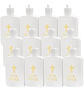 Hiceeden 12 Pack 100ML Holy Water Bottles with Gold Cross Pattern, Plastic Easter Catholic Christ...