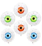 6 Pieces 22 Inches Halloween Eyeball Balloons, Large White Foil Mylar Scary Eye Balloons Indoor O...