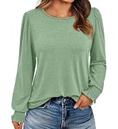 AUTOMET Long Sleeve Shirts for Women Business Casual Tops Dressy Blouses with Smocked Cuffs