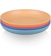 LuckyZone 7.8 Inches Unbreakable Wheat Straw Plates - Lightweight &amp; Reusable Plate Sets of 4 for ...