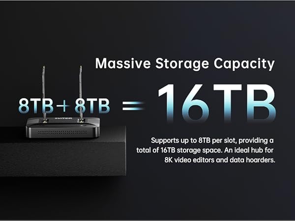 Dual Bay NVMe Duplicator Supporting 16TB Massive Capacity with 8TB per Slot for Data Archive Needs.