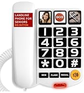 Uvital Large Button Phones for Seniors, White Corded Landline Phone with 3 One-Touch Dialing Big ...