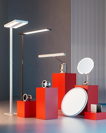 Honeywell F01 LED Floor Lamp, Dimmable Standing Light with Remote, White