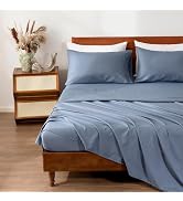 SLEEP ZONE Bed Sheets for Queen Size Bed Set, 4 Piece Hotel Luxury Embossed Bedding Sheets with F...