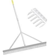 Byhagern Landscape Rake 36'', Aluminum Rake with Lightweight 69'' Handle, Landscaping Rake Tool f...