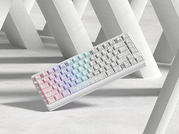 Double Shot PBT keycaps 119 Keys Set White Topographic Shine Through keycaps Cherry Profile Key caps