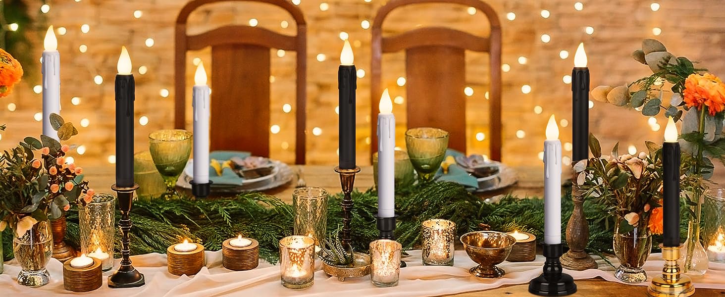 Battery operated taper candles with remote timer